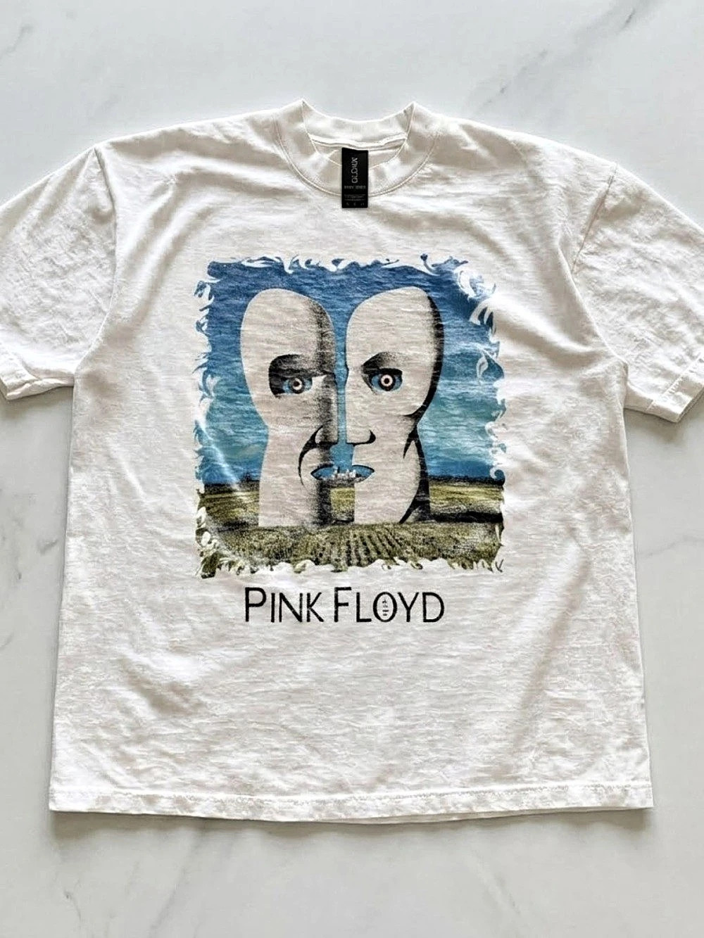 GILDAN Pink Floyd Graphic Tee White & Blue Like New